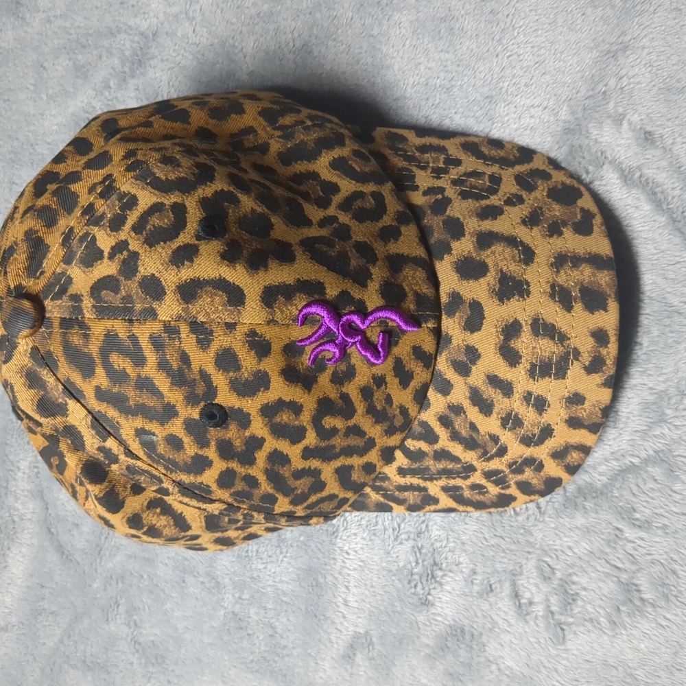 Leopard Print Kids Cap with Purple Accent